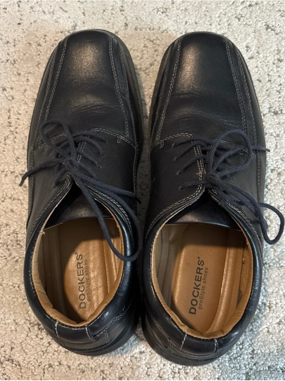 Dockers Black Leather Lace-Up Oxford Derbys